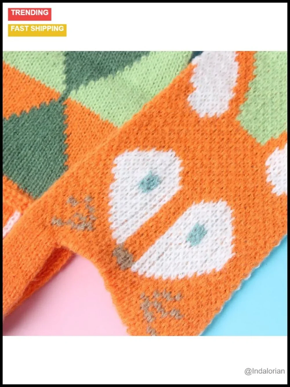 Fox Pattern Cozy Scarf Womens Shawl Autumn Winter Soft Knit Neck Warm Casual